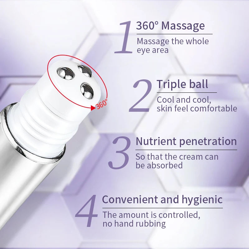 Anti-Aging Eye Cream Roller with Hyaluronic Acid for Dark Circles and Puffiness Reduction